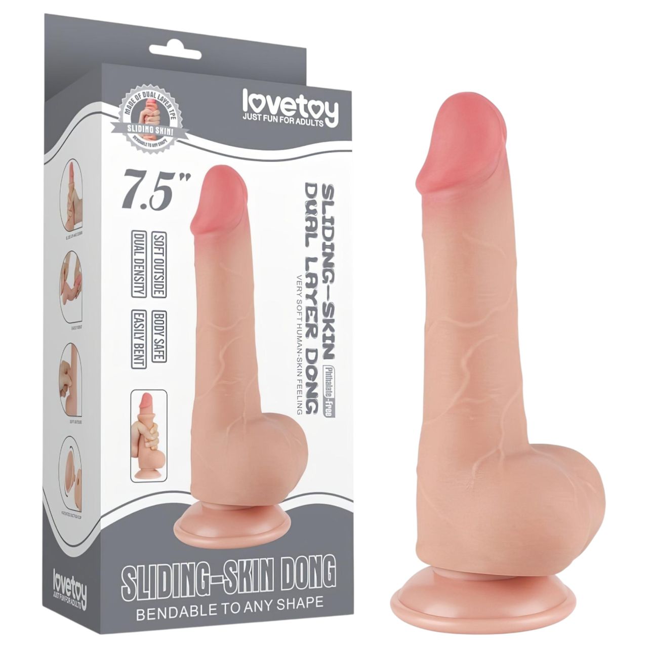 Lovetoy Sliding-Skin - herés kétrétegű dildó - 20 cm (natúr) Lovetoy Sliding-Skin - herés kétrétegű dildó - 20 cm (natúr)