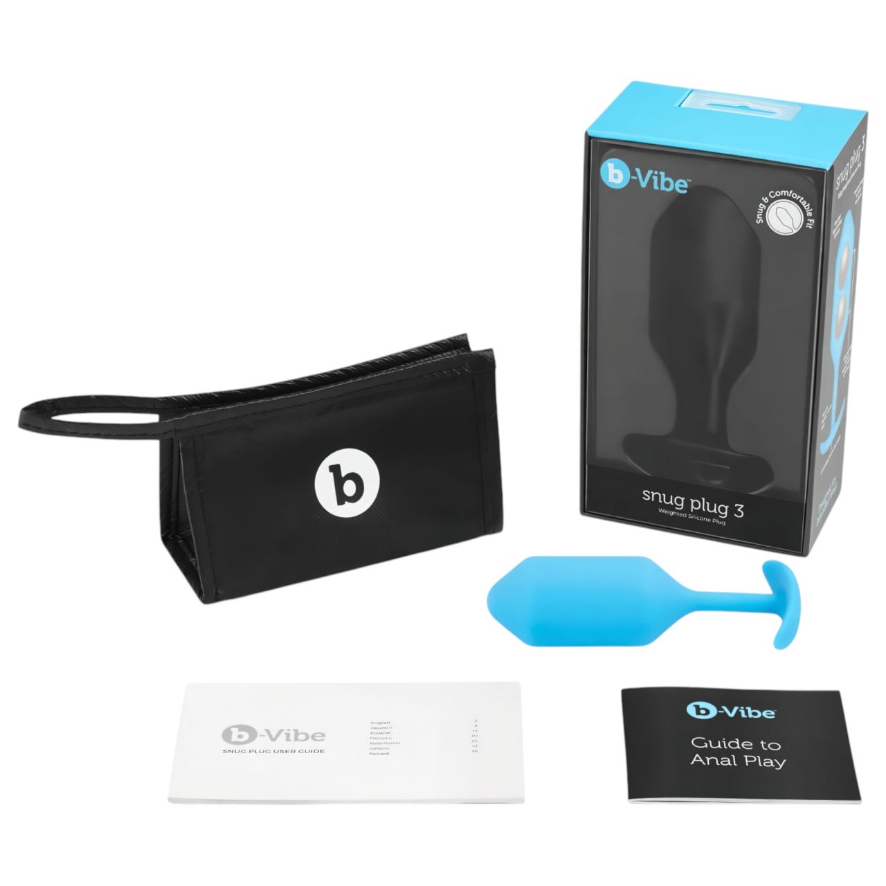 b-Vibe Snug Plug 3 - dupla golyós butt plug (180 g, kék) b-Vibe Snug Plug 3 - dupla golyós butt plug (180 g, kék)