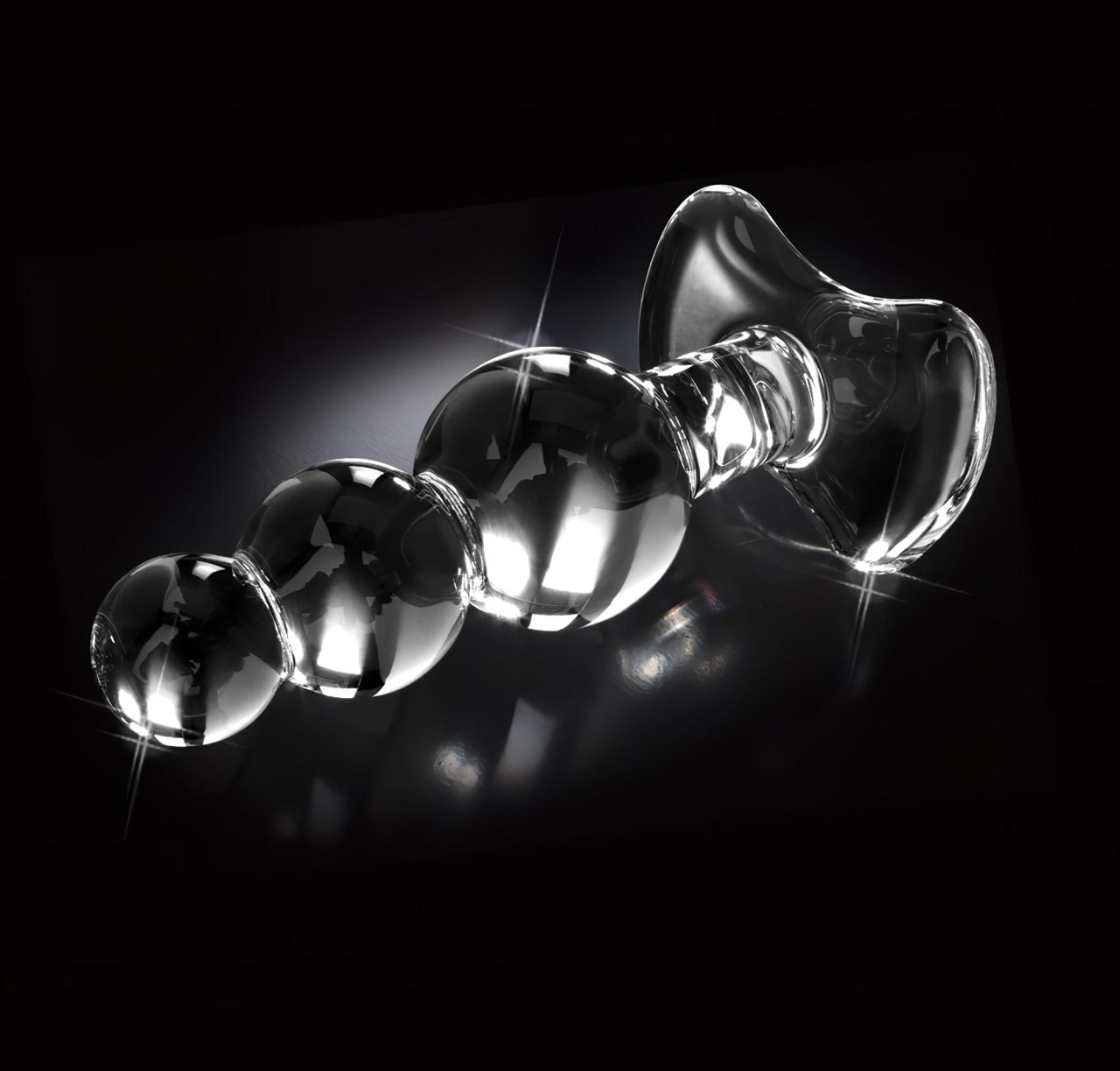 Icicles No. 47 - tripla gyöngyös, üveg anál plug (átlátszó)