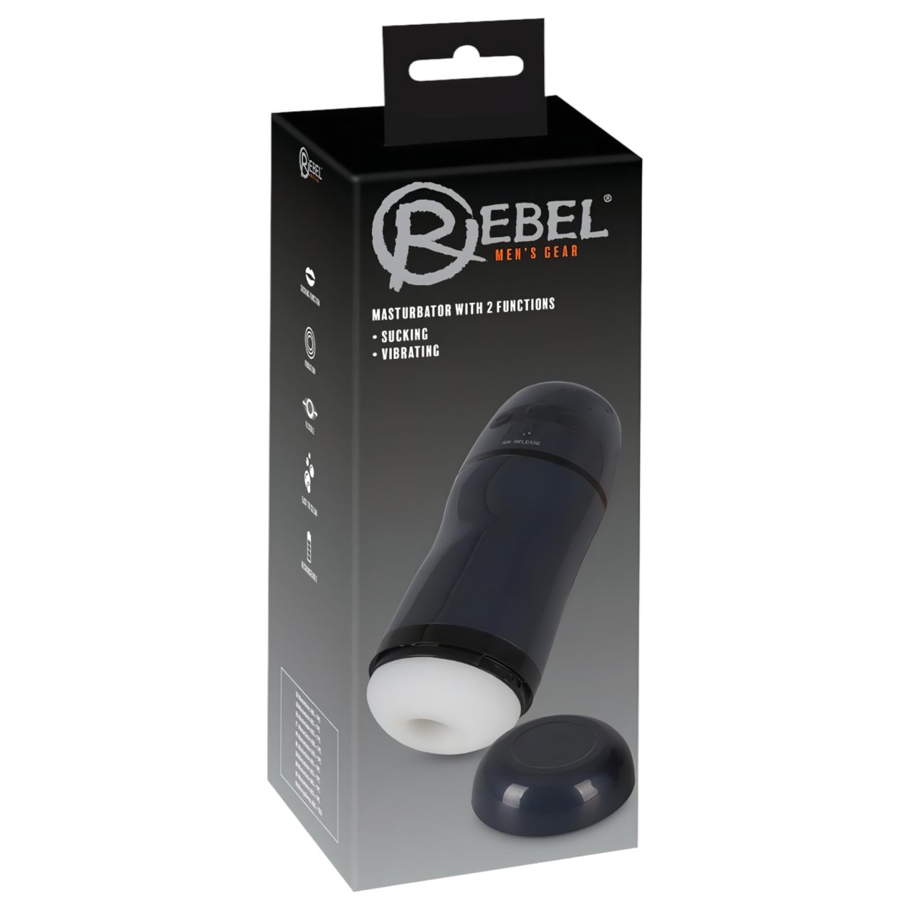 Rebel - 2in1 szívó, vibráló maszturbátor (fekete) Rebel - 2in1 szívó, vibráló maszturbátor (fekete)