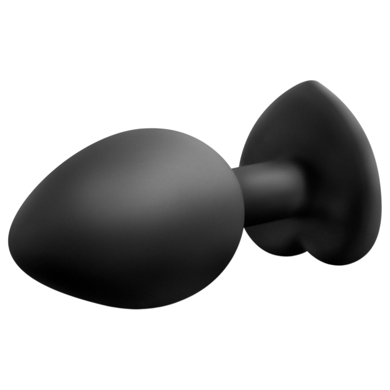 Temptasia M - ezüst köves, szíves anál plug (fekete) - közepes Temptasia M - ezüst köves, szíves anál plug (fekete) - közepes
