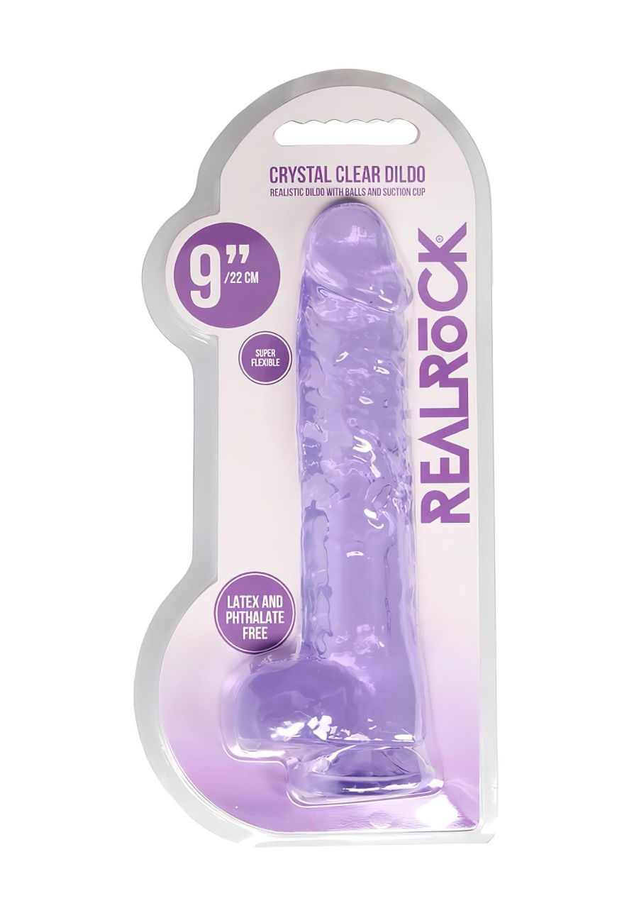 RealRock - átlátszó élethű dildó (lila, 22 cm)