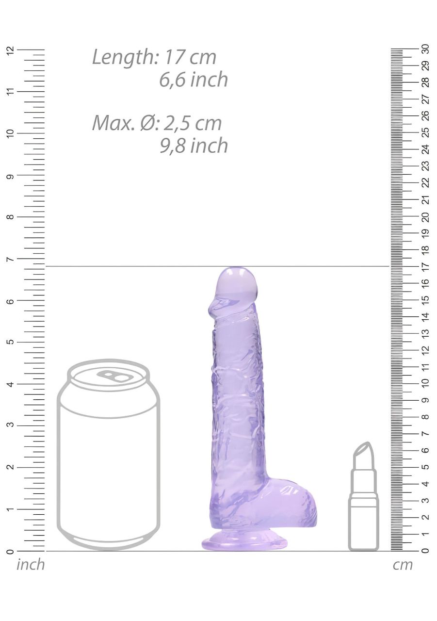 RealRock - átlátszó élethű dildó (lila, 15 cm)