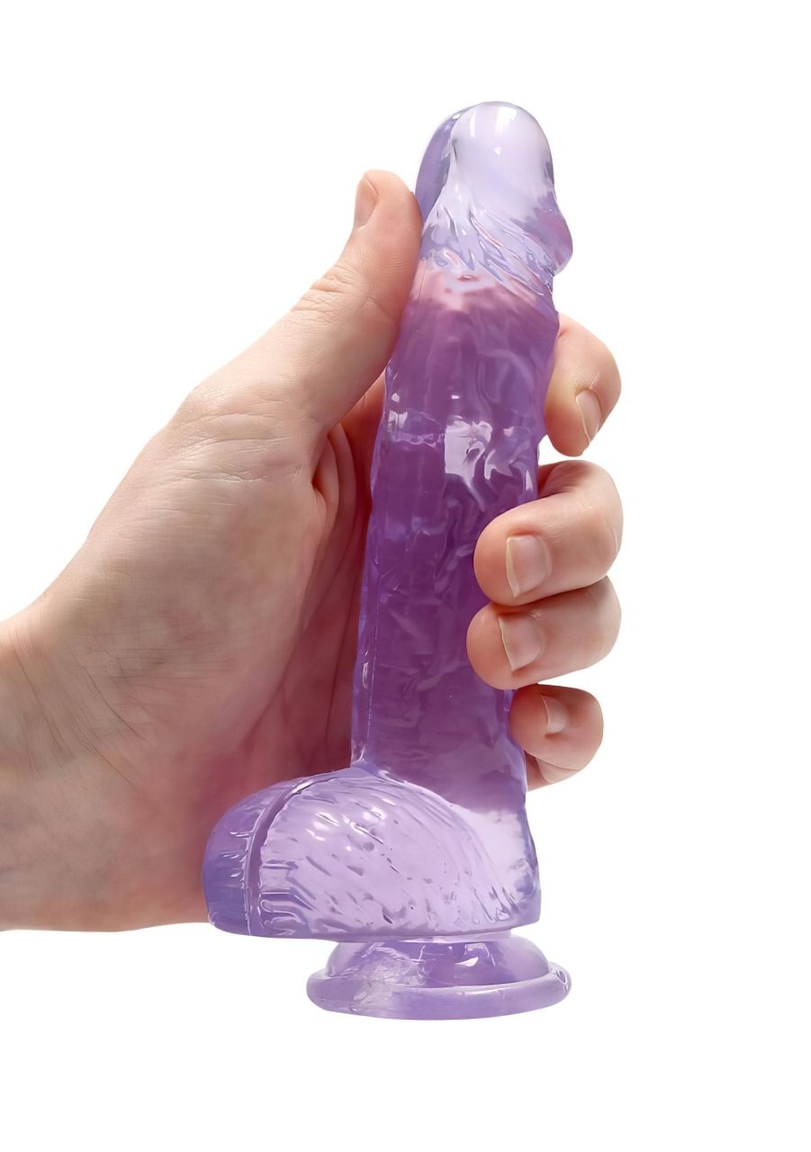 RealRock - átlátszó élethű dildó (lila, 15 cm)