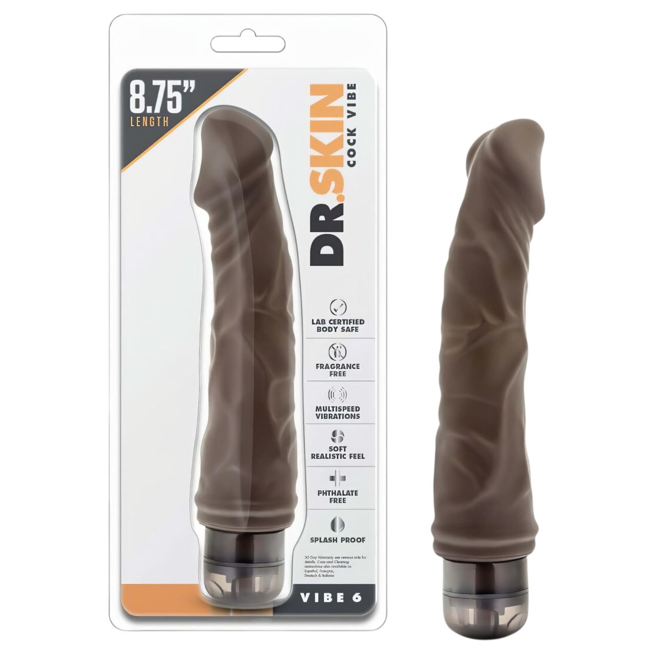 Dr. Skin Vibe No.6. - élethű vibrátor (barna)
