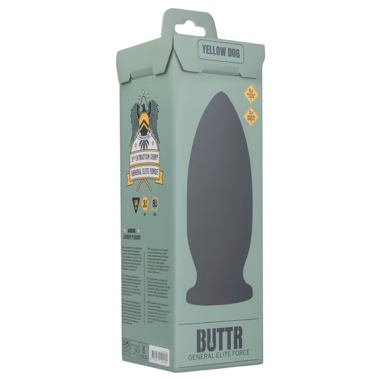 BUTTR Yellow Dog - tapadókorongos dildó (fekete)