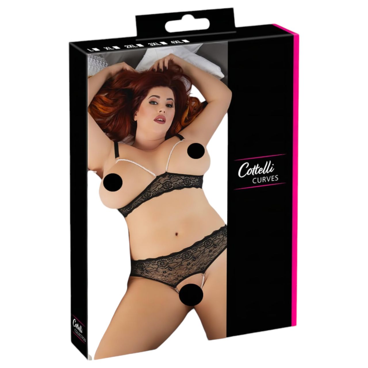 Cottelli Plus Size - gyöngyös melltartó szett (fekete) Cottelli Plus Size - gyöngyös melltartó szett (fekete)
