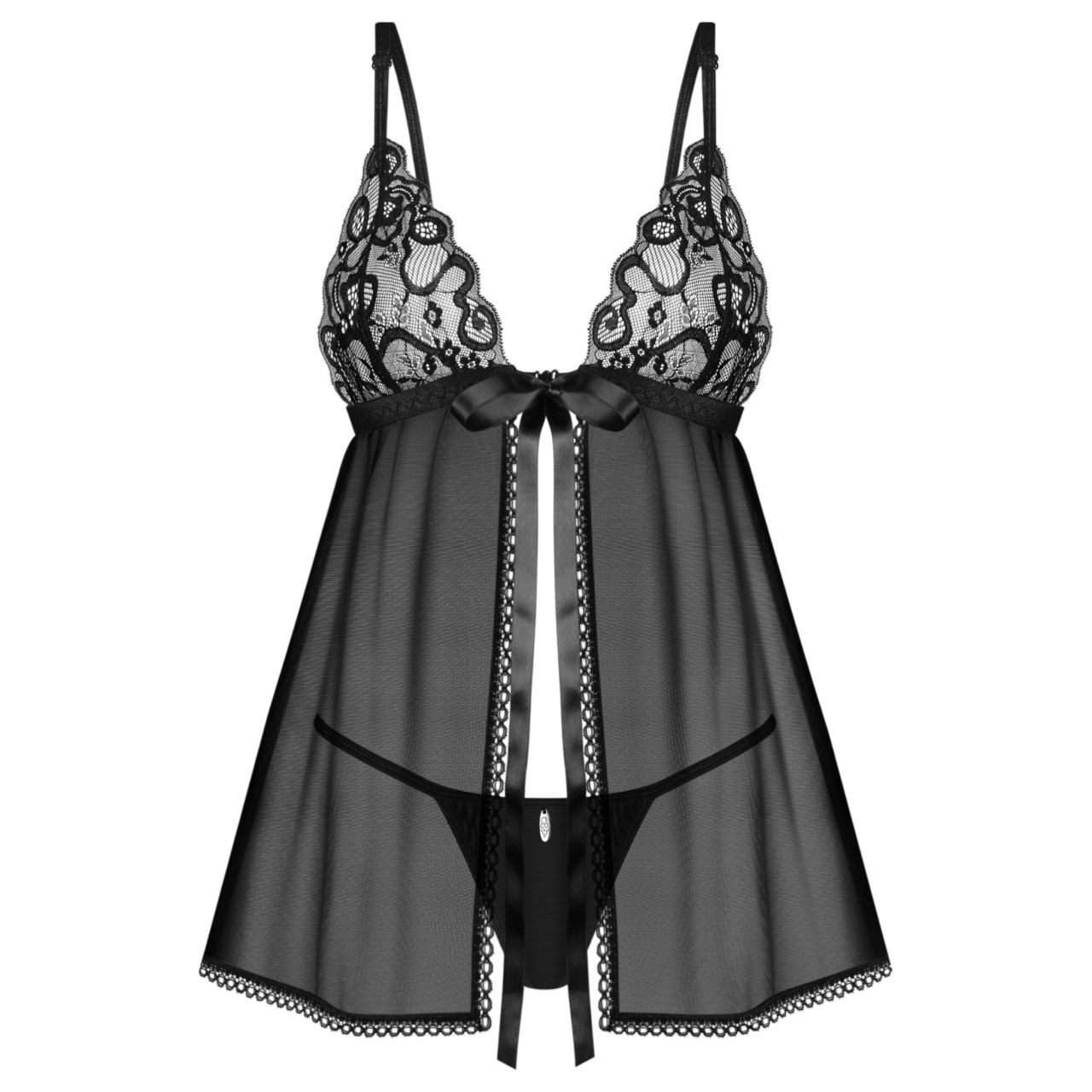 Obsessive Blomentis - csipkés babydoll szett (fekete) Obsessive Blomentis - csipkés babydoll szett (fekete)