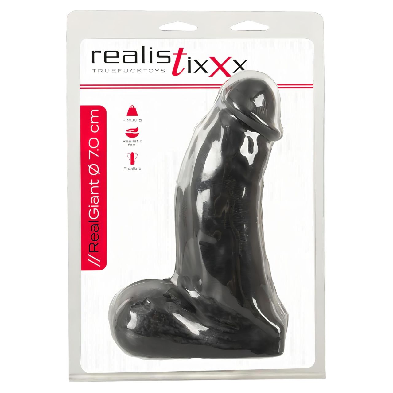 realistixxx Real Giant - herés dildó - 22 cm (fekete) realistixxx Real Giant - herés dildó - 22 cm (fekete)