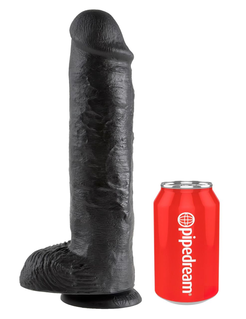 King Cock 11 - nagy tapadókorongos, herés dildó (28 cm, fekete)