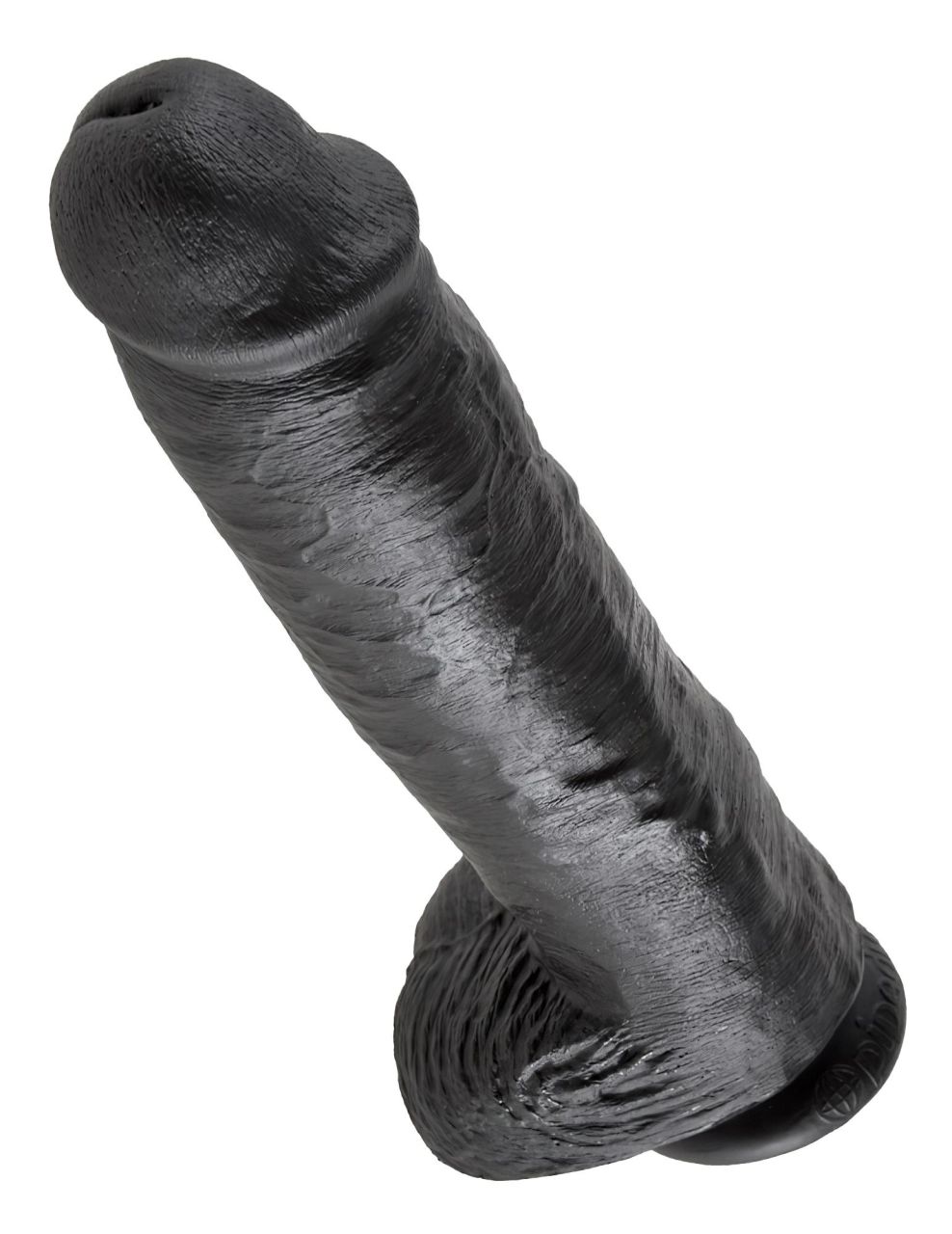 King Cock 11 - nagy tapadókorongos, herés dildó (28 cm, fekete)