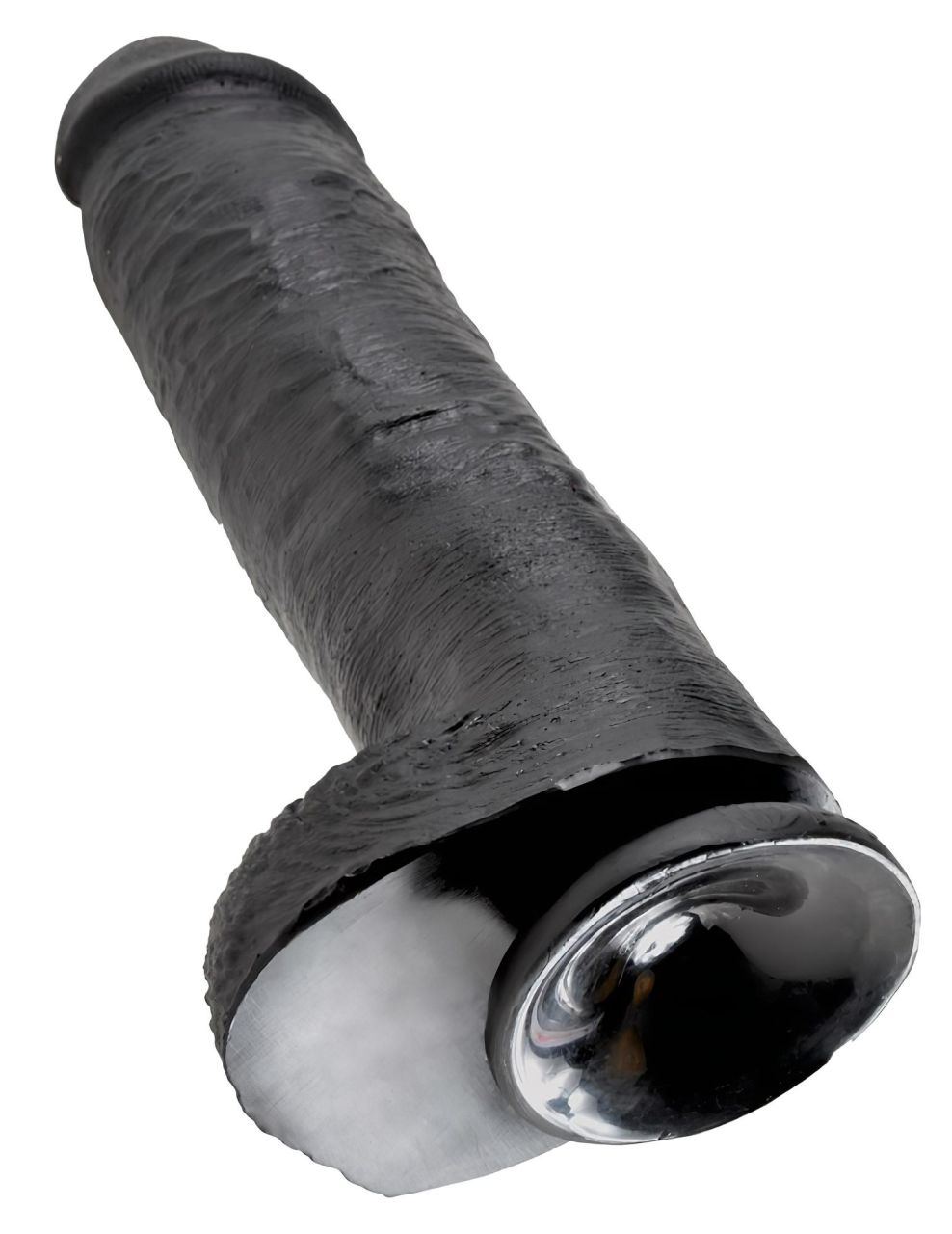 King Cock 11 - nagy tapadókorongos, herés dildó (28 cm, fekete)