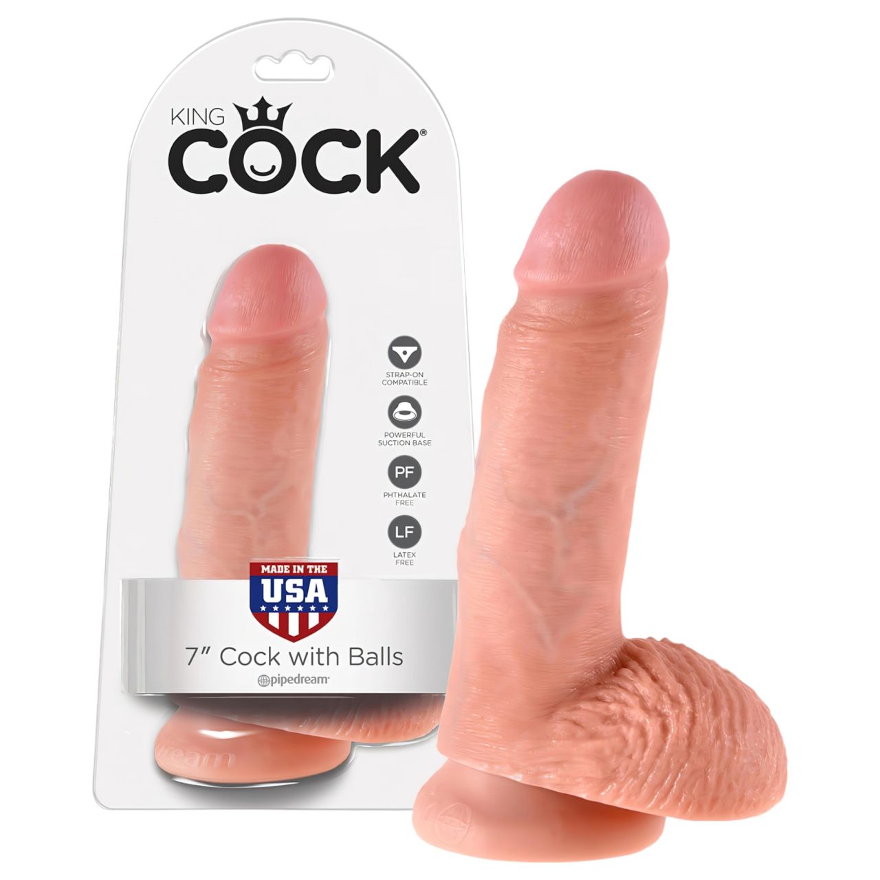 King Cock 7 herés dildó (18 cm, natúr)