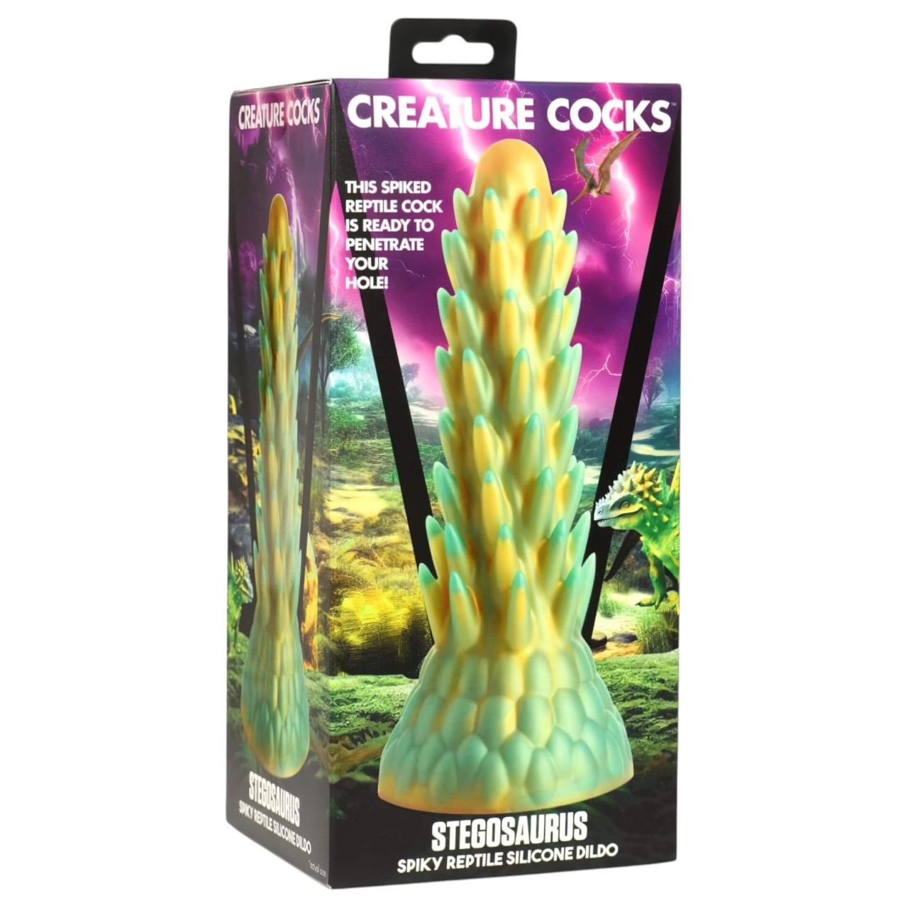 Creature Cocks Stegosaurus - szilikon dildó - 20 cm (zöld)