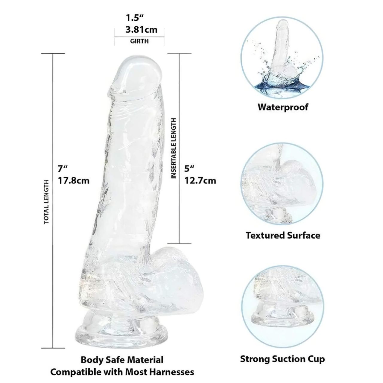 Addiction Crystal - tapadókorongos dildó (átlátszó) - 18 cm Addiction Crystal - tapadókorongos dildó (átlátszó) - 18 cm