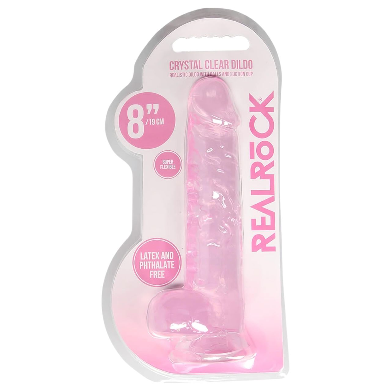 RealRock - átlátszó élethű dildó (pink, 19 cm) RealRock - átlátszó élethű dildó (pink, 19 cm)