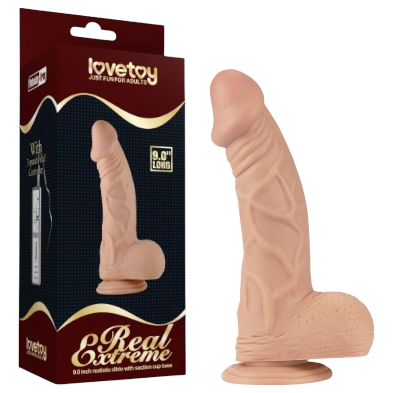 Lovetoy Real Extreme - tapadókorongos dildó - 23 cm (natúr) Lovetoy Real Extreme - tapadókorongos dildó - 23 cm (natúr)