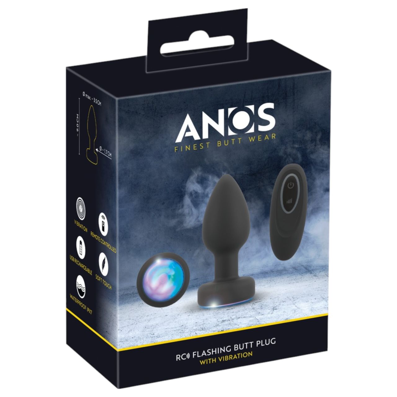 ANOS - világító, vibrációs anál plug (fekete) ANOS - világító, vibrációs anál plug (fekete)