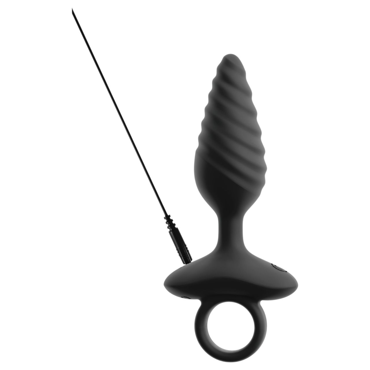 ANOS - bordázott vibrációs anál plug (fekete) ANOS - bordázott vibrációs anál plug (fekete)