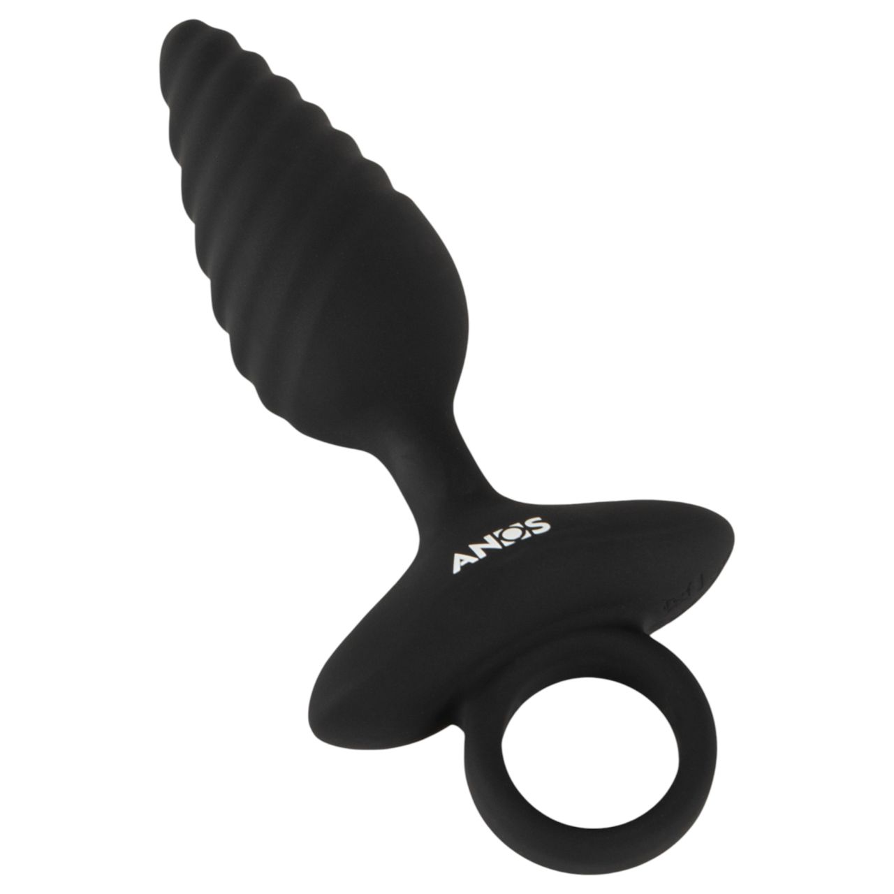 ANOS - bordázott vibrációs anál plug (fekete) ANOS - bordázott vibrációs anál plug (fekete)