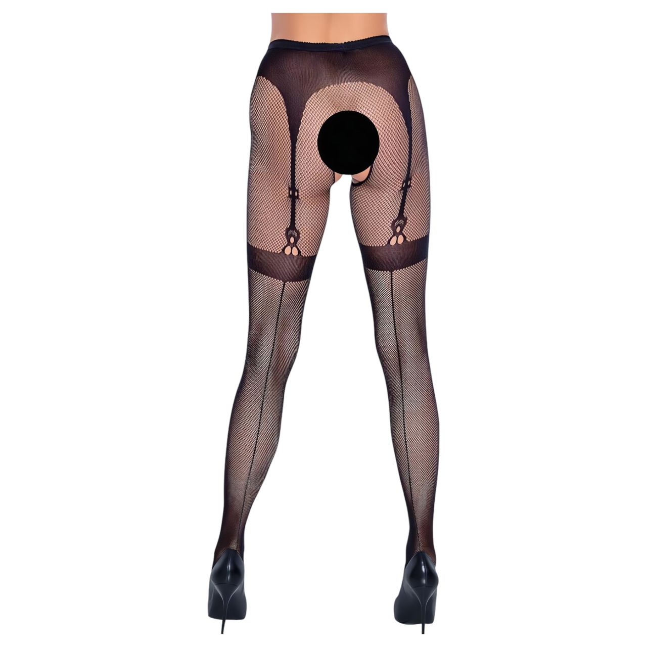 Cottelli Legwear - combfixes nyitott harisnya (fekete, S-L) Cottelli Legwear - combfixes nyitott harisnya (fekete, S-L)