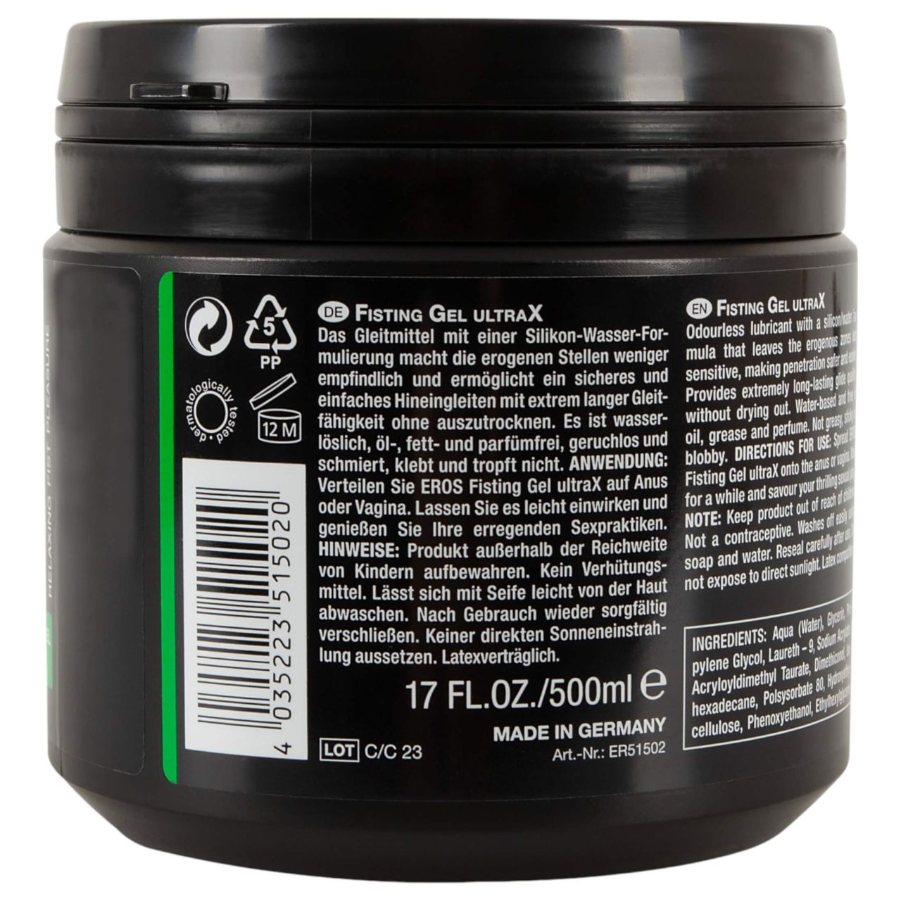 EROS Fisting - (öklöző) síkosító gél (500 ml) EROS Fisting - (öklöző) síkosító gél (500 ml)