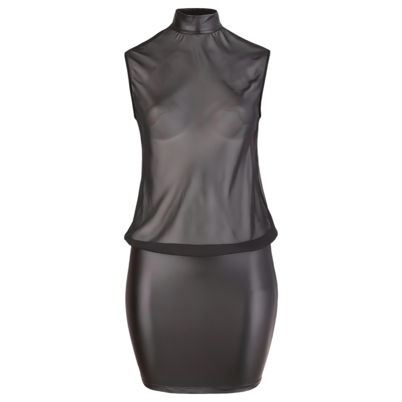 Cottelli Plus Size - fényes sifon szexi ruha nőknek (fekete)