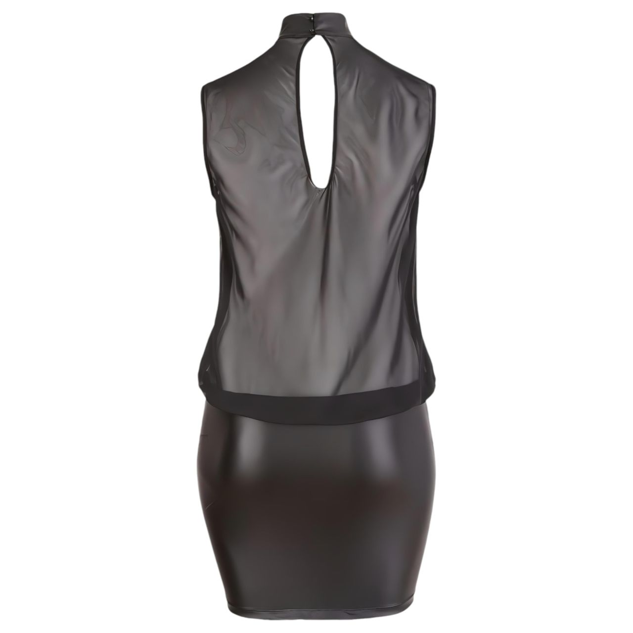 Cottelli Plus Size - fényes sifon szexi ruha nőknek (fekete)