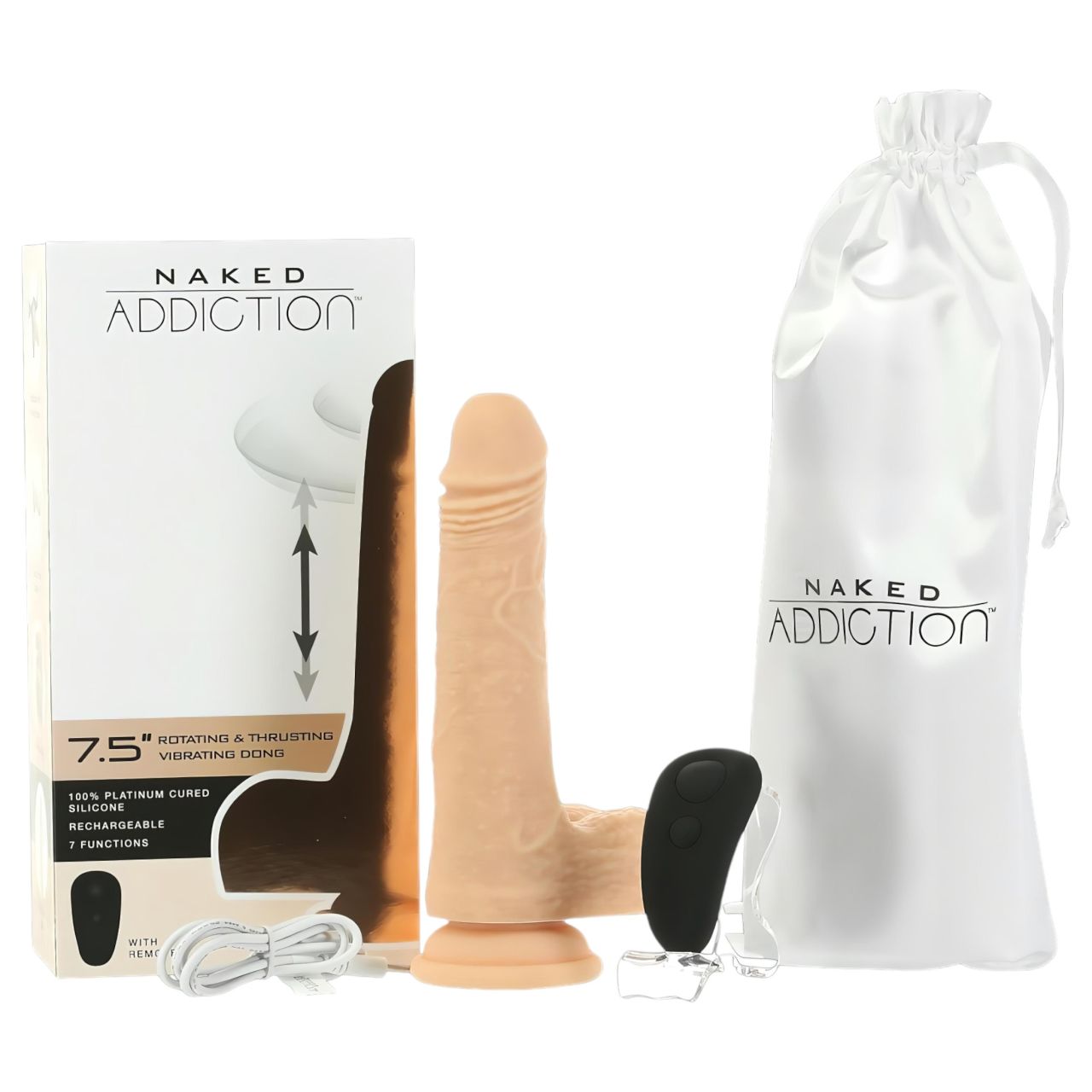 Naked Addiction Thrusting 7,5 - lökő vibrátor (19 cm, natúr) Naked Addiction Thrusting 7,5 - lökő vibrátor (19 cm, natúr)