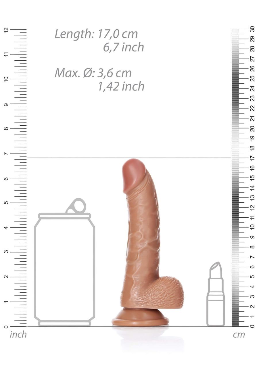 RealRock - tapadókorongos, herés dildó - 15,5 cm (sötét natúr) RealRock - tapadókorongos, herés dildó - 15,5 cm (sötét natúr)