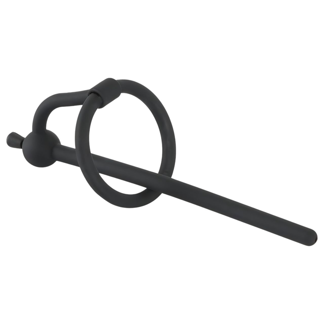 Penisplug - szilikon dilátor makkgyűrűvel (0,6 mm, fekete) Penisplug - szilikon dilátor makkgyűrűvel (0,6 mm, fekete)