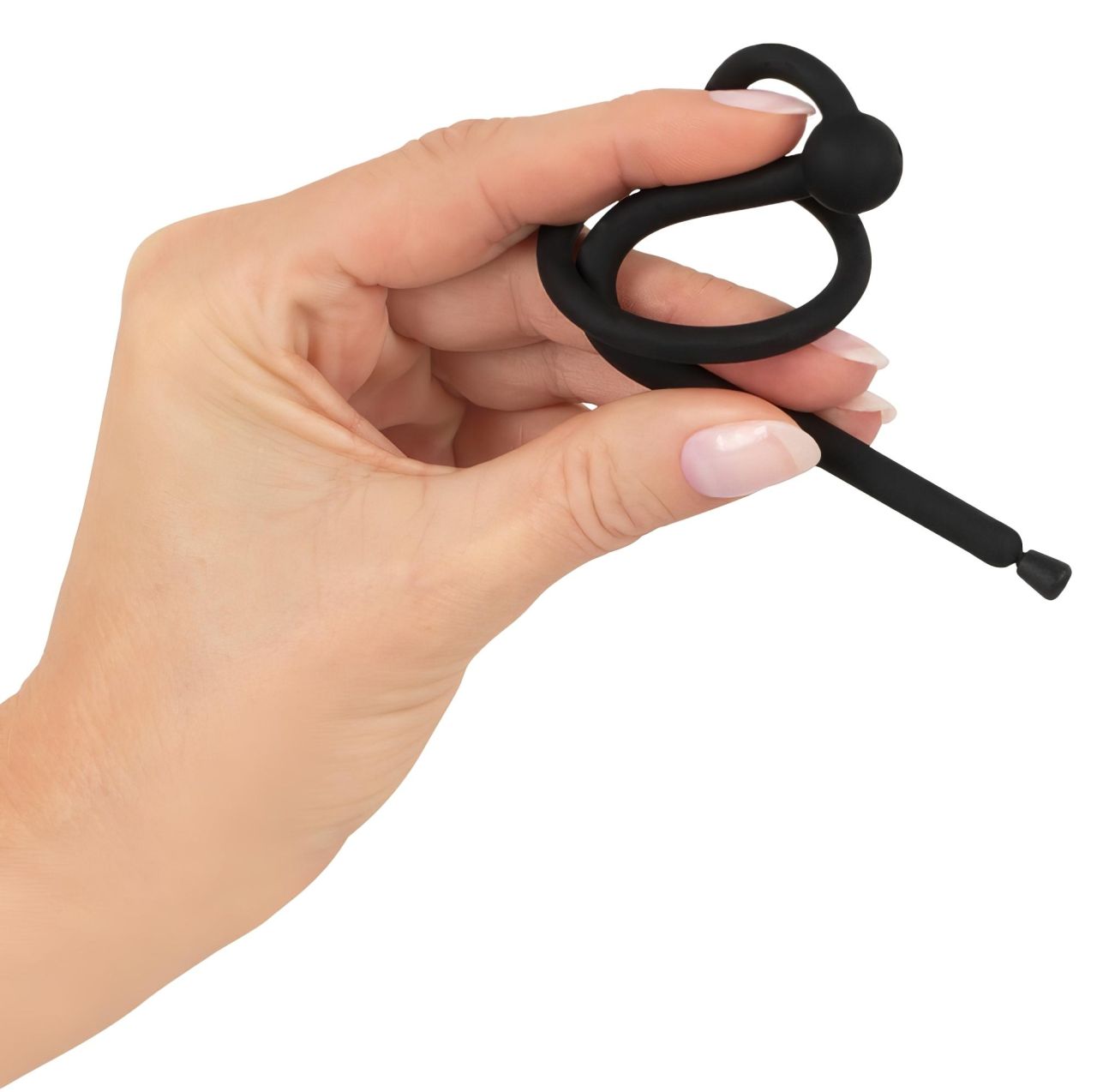 Penisplug - szilikon dilátor makkgyűrűvel (0,6 mm, fekete) Penisplug - szilikon dilátor makkgyűrűvel (0,6 mm, fekete)
