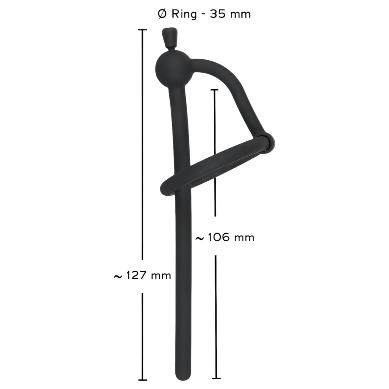 Penisplug - szilikon dilátor makkgyűrűvel (0,6 mm, fekete) Penisplug - szilikon dilátor makkgyűrűvel (0,6 mm, fekete)