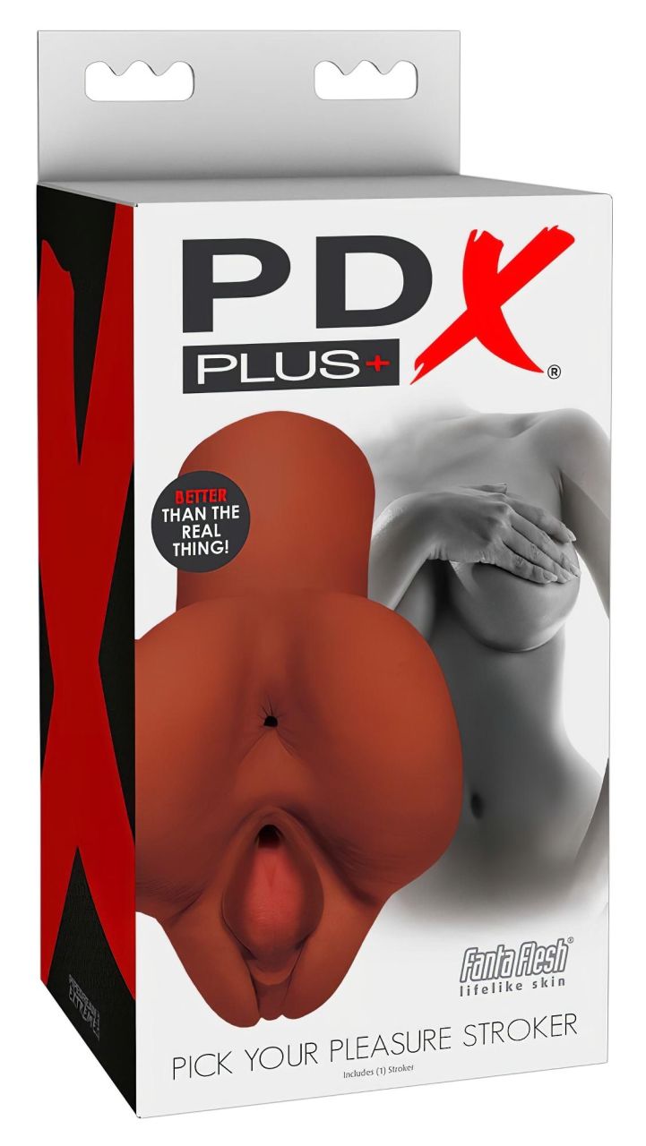 PDX Pick Your Pleasure - 2in1 élethű maszturbátor (barna) PDX Pick Your Pleasure - 2in1 élethű maszturbátor (barna)
