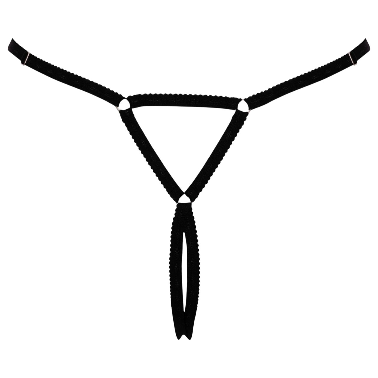 Cottelli - nyitott string tanga csillogó kővel (fekete, S-L)