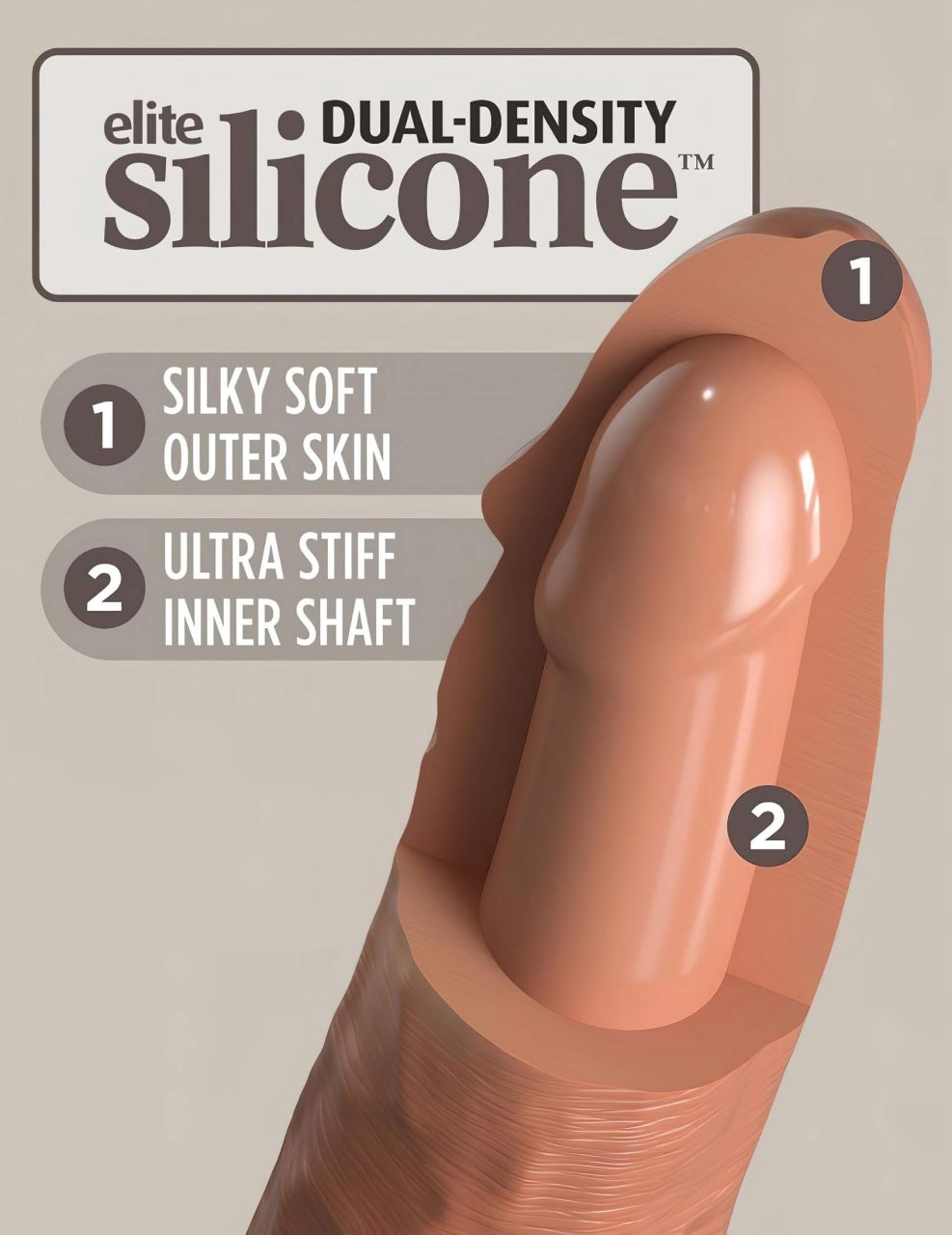 King Cock Elite Comfy - felcsatolható dildó hámmal (sötét natúr) King Cock Elite Comfy - felcsatolható dildó hámmal (sötét natúr)