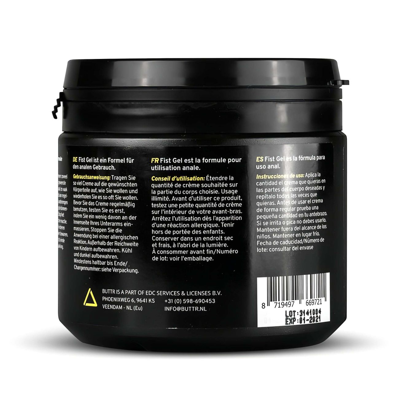 BUTTR Fisting Gel - öklöző, vízbázisú síkosító gél (500 ml)