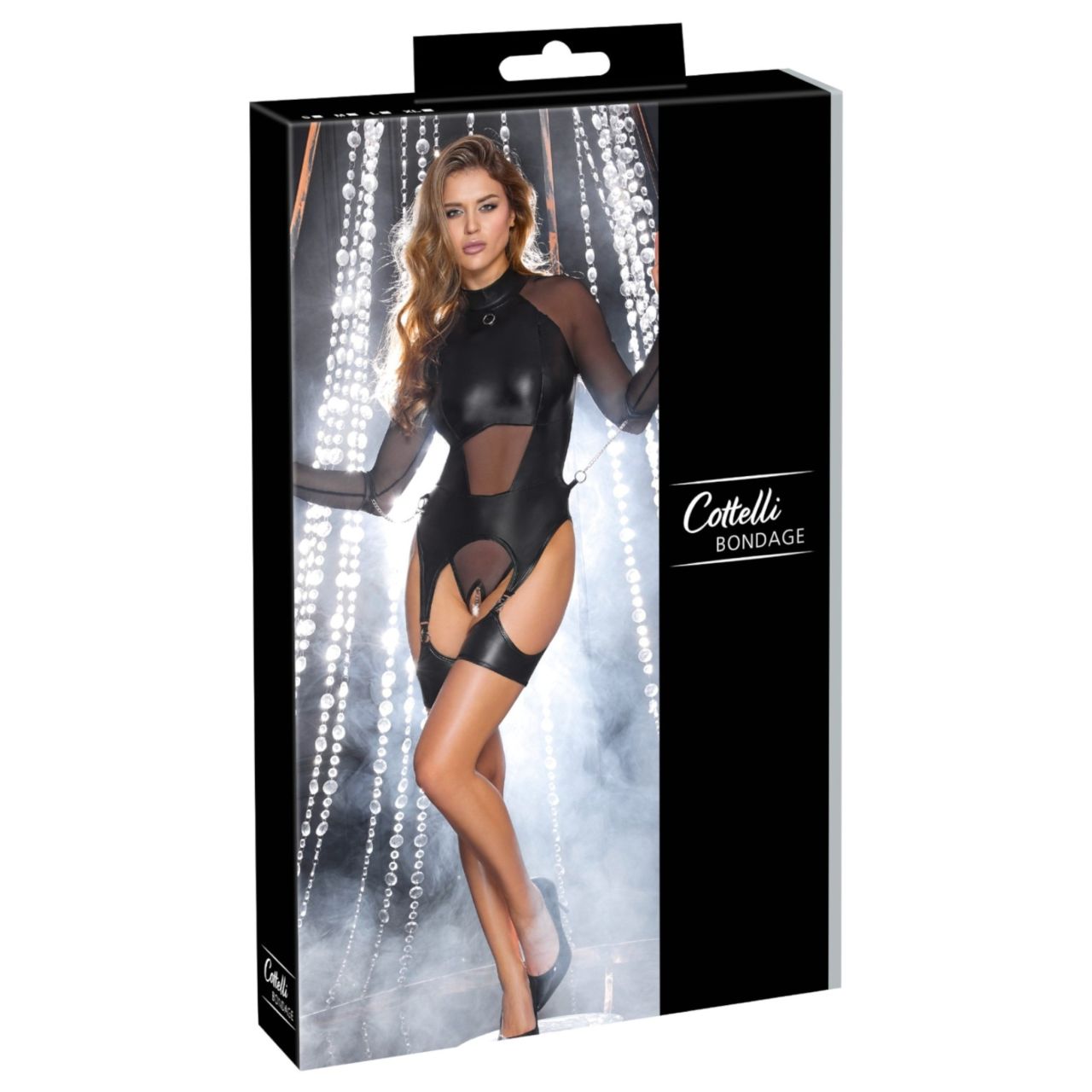 Cottelli Bondage - áttetsző felső bilincsekkel (fekete) Cottelli Bondage - áttetsző felső bilincsekkel (fekete)