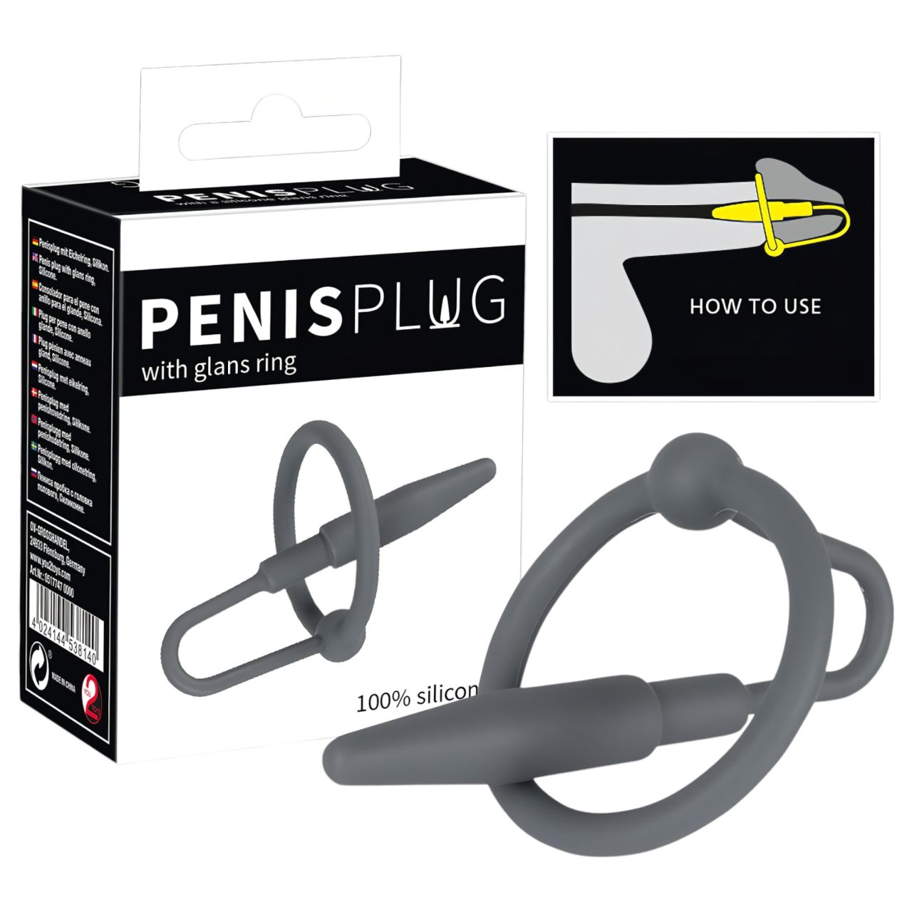 You2Toys - Penisplug - szilikon makkgyűrű kúpos dilátorral (szürke) You2Toys - Penisplug - szilikon makkgyűrű kúpos dilátorral (szürke)