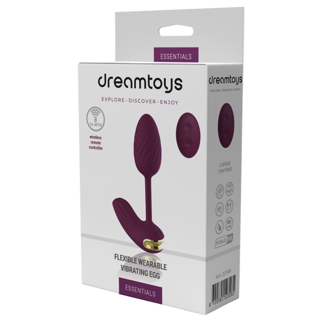 Dreamtoys Essentials - hordható hajlékony vibrotojás (lila)