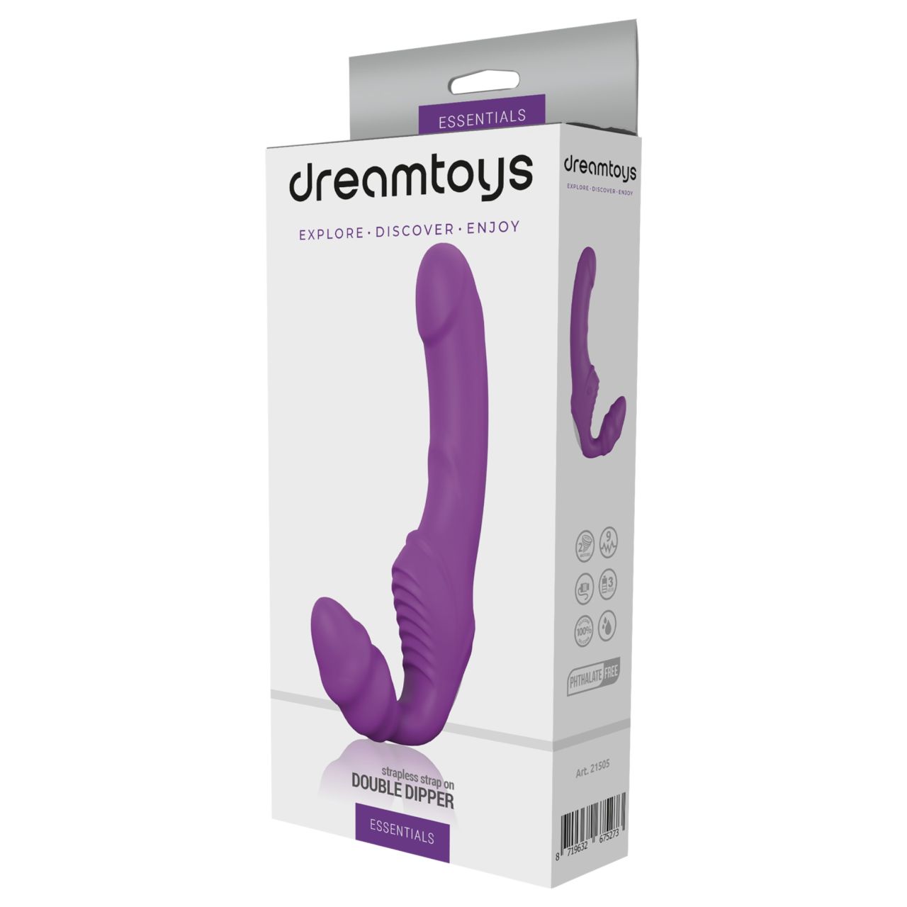 Dreamtoys Essentials - strapless strap-on vibrátor (lila)