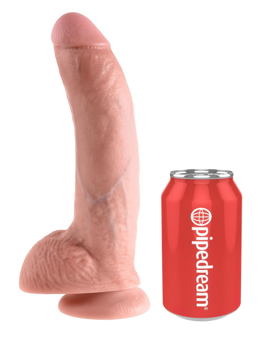 King Cock 9 - nagy tapadókorongos, herés dildó (23 cm, testszínű)
