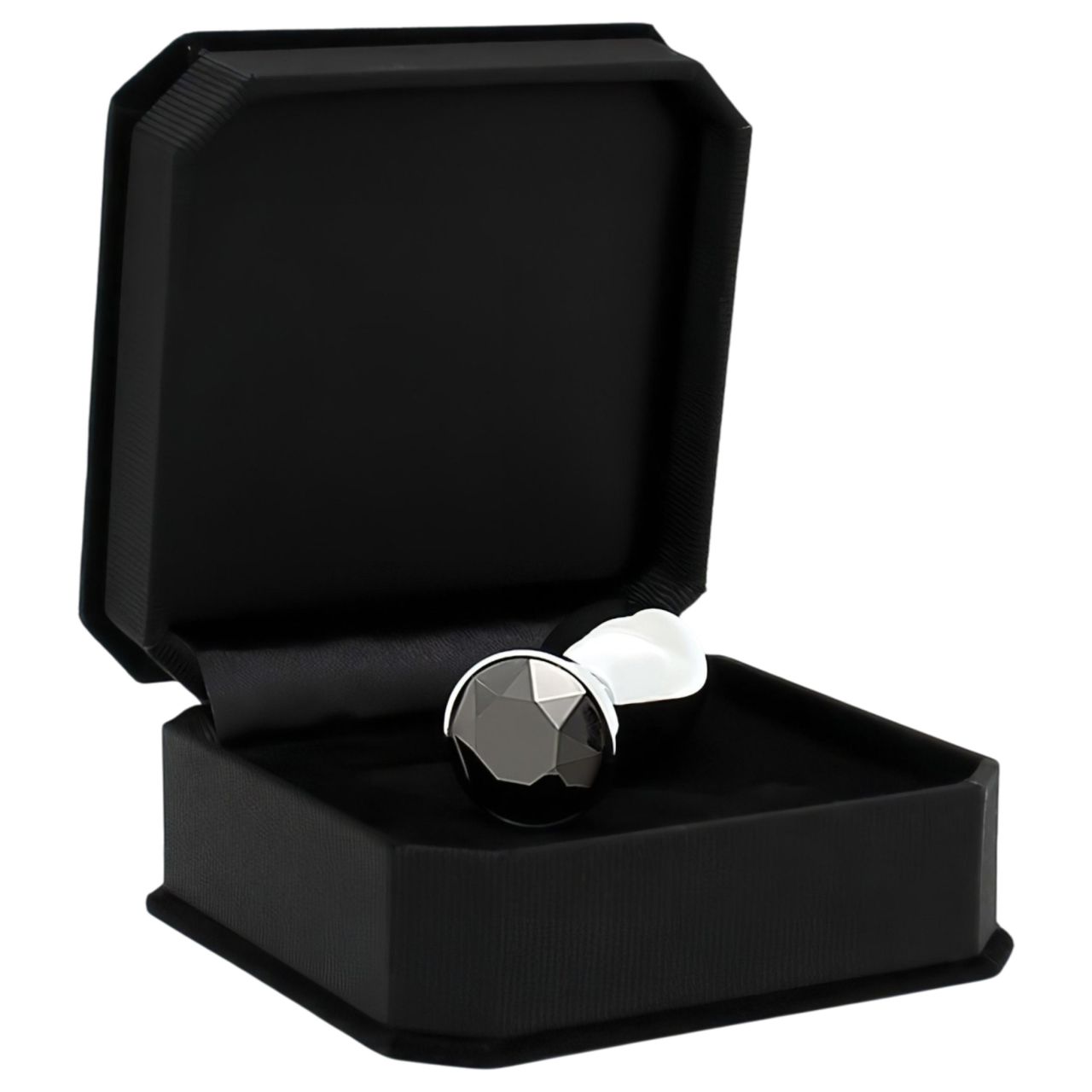 Rimba XS - fekete köves, fém butt plug (ezüst) Rimba XS - fekete köves, fém butt plug (ezüst)