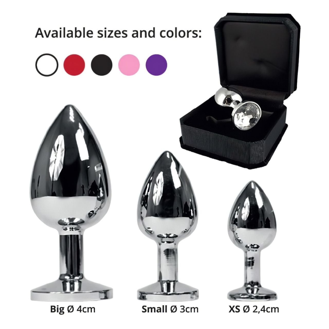 Rimba XS - fekete köves, fém butt plug (ezüst) Rimba XS - fekete köves, fém butt plug (ezüst)
