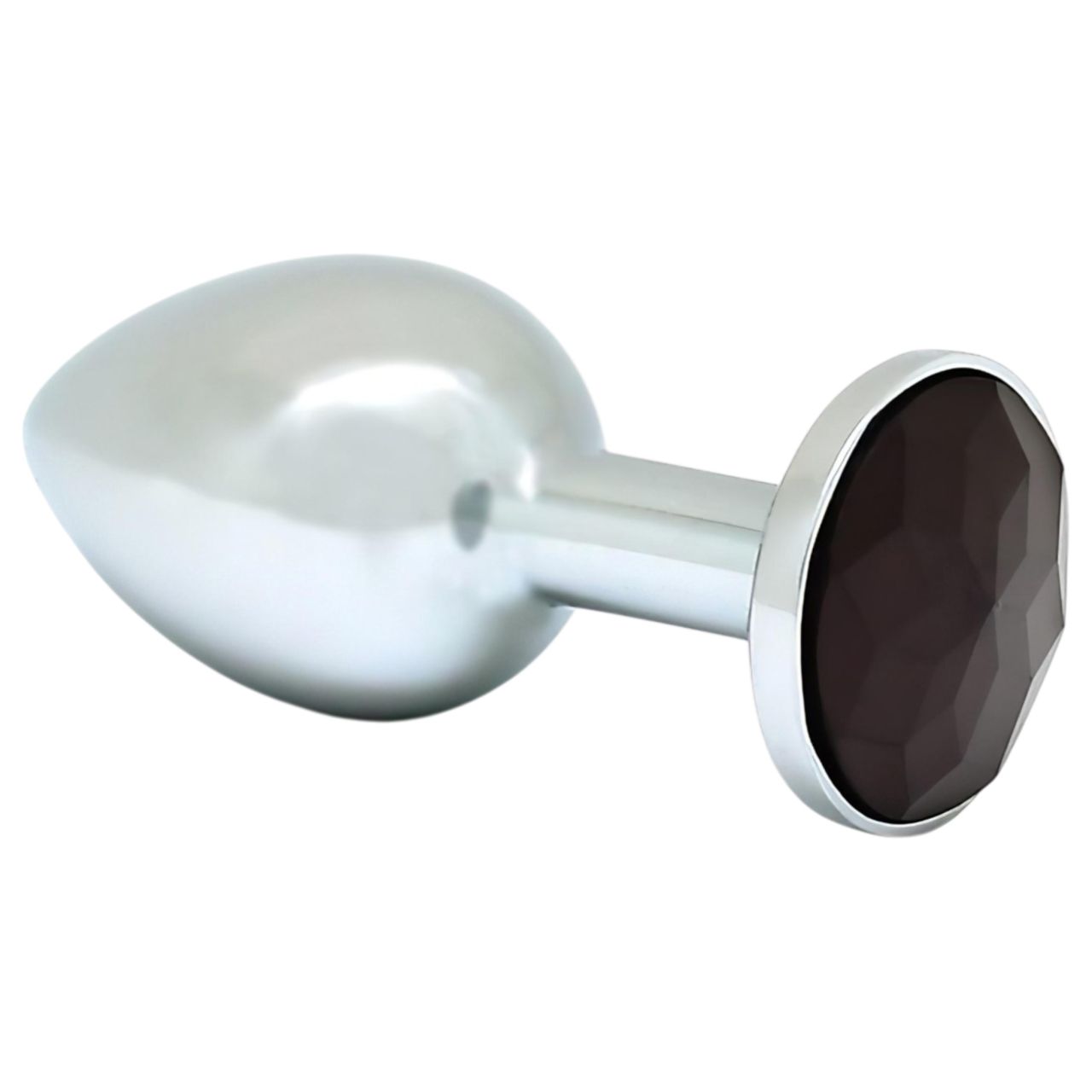 Rimba XS - fekete köves, fém butt plug (ezüst) Rimba XS - fekete köves, fém butt plug (ezüst)