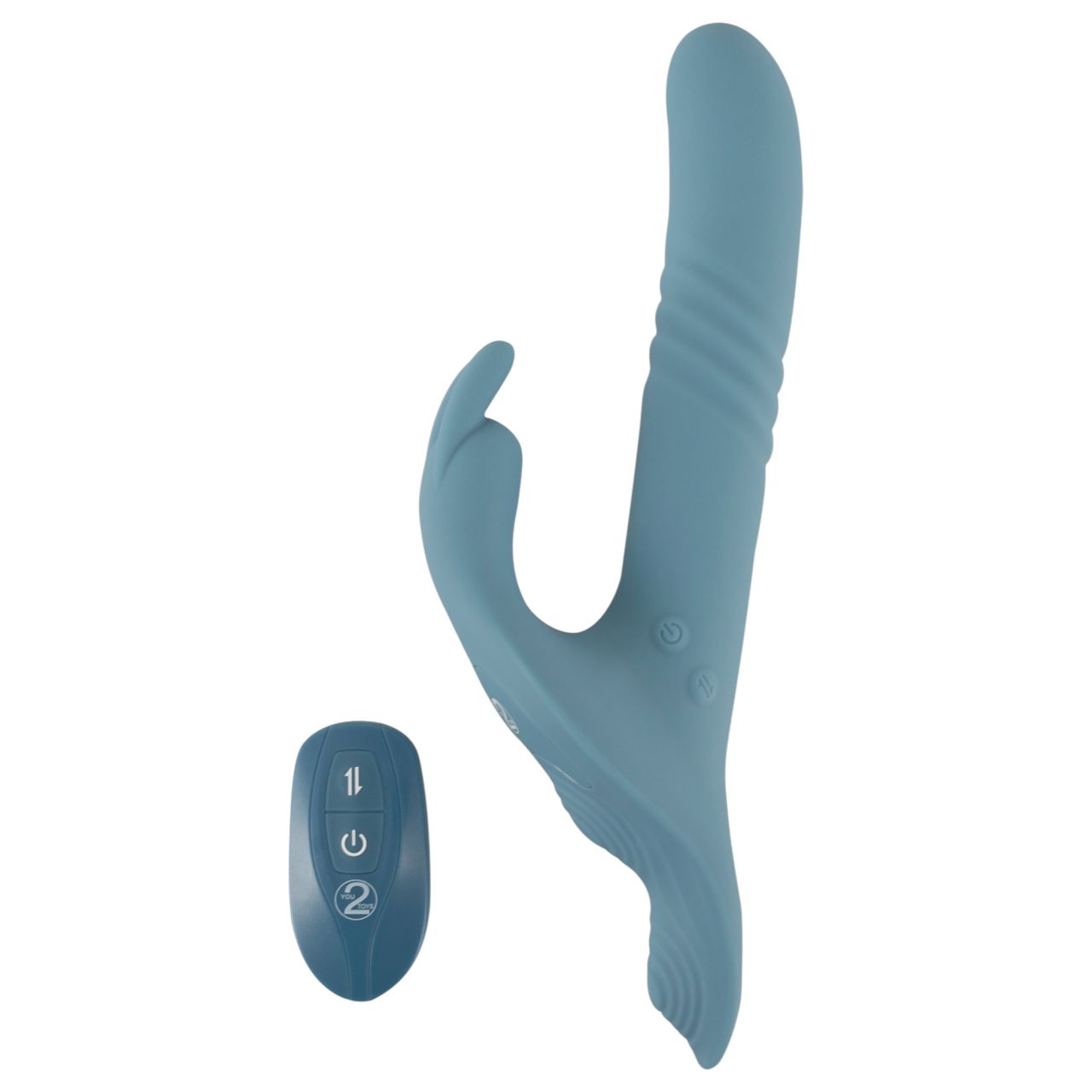 You2Toys - 3 részes felcsatolható nyuszis lökővibrátor távirányítóval (kék)