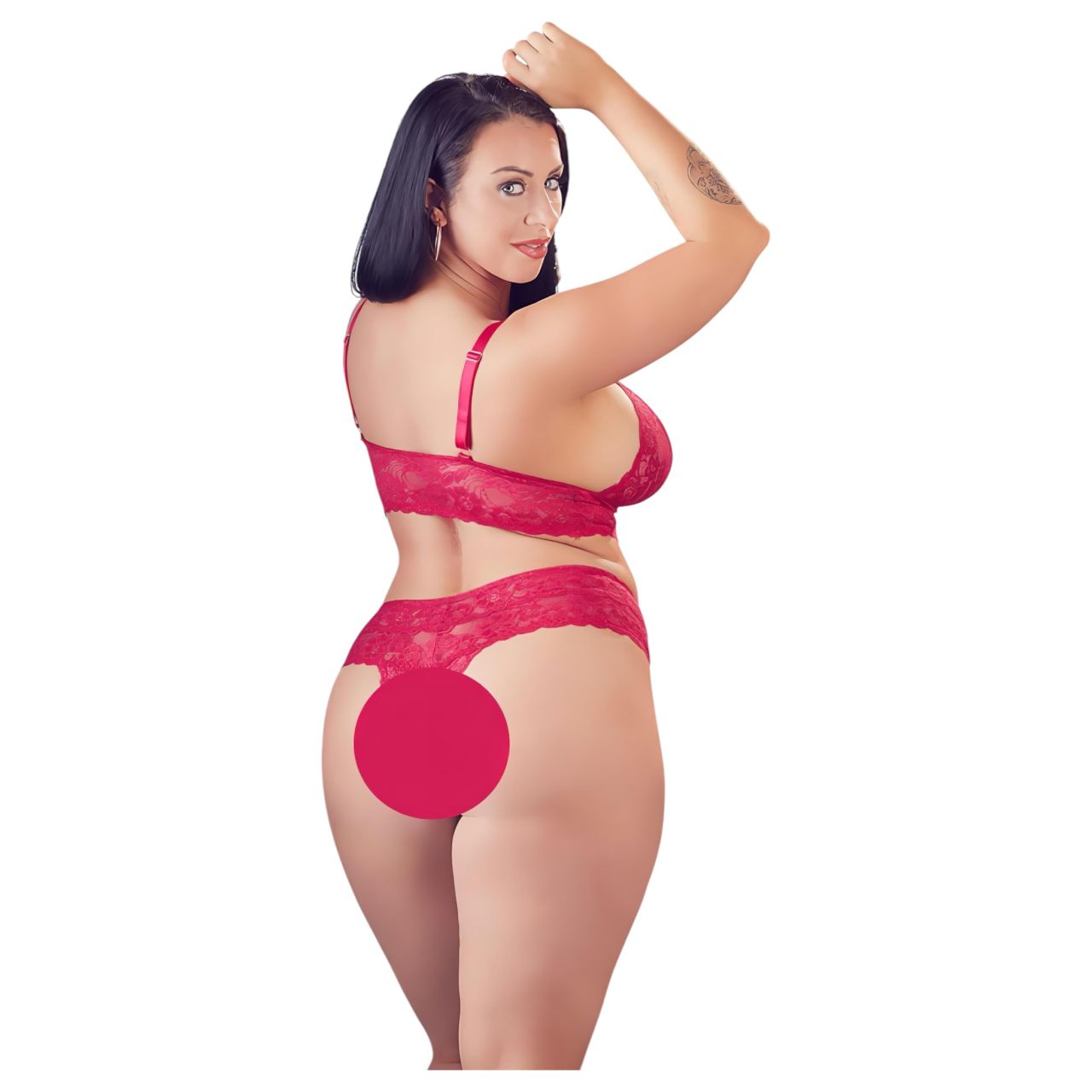 / Cottelli Plus Size - puha csipke melltartó szett (piros)