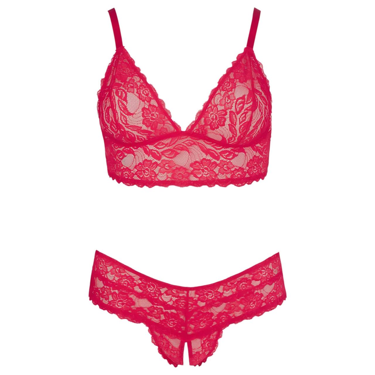 / Cottelli Plus Size - puha csipke melltartó szett (piros)