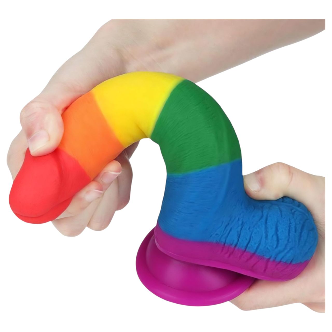 Lovetoy Prider - élethű herés dildó - 20 cm (szivárvány) Lovetoy Prider - élethű herés dildó - 20 cm (szivárvány)