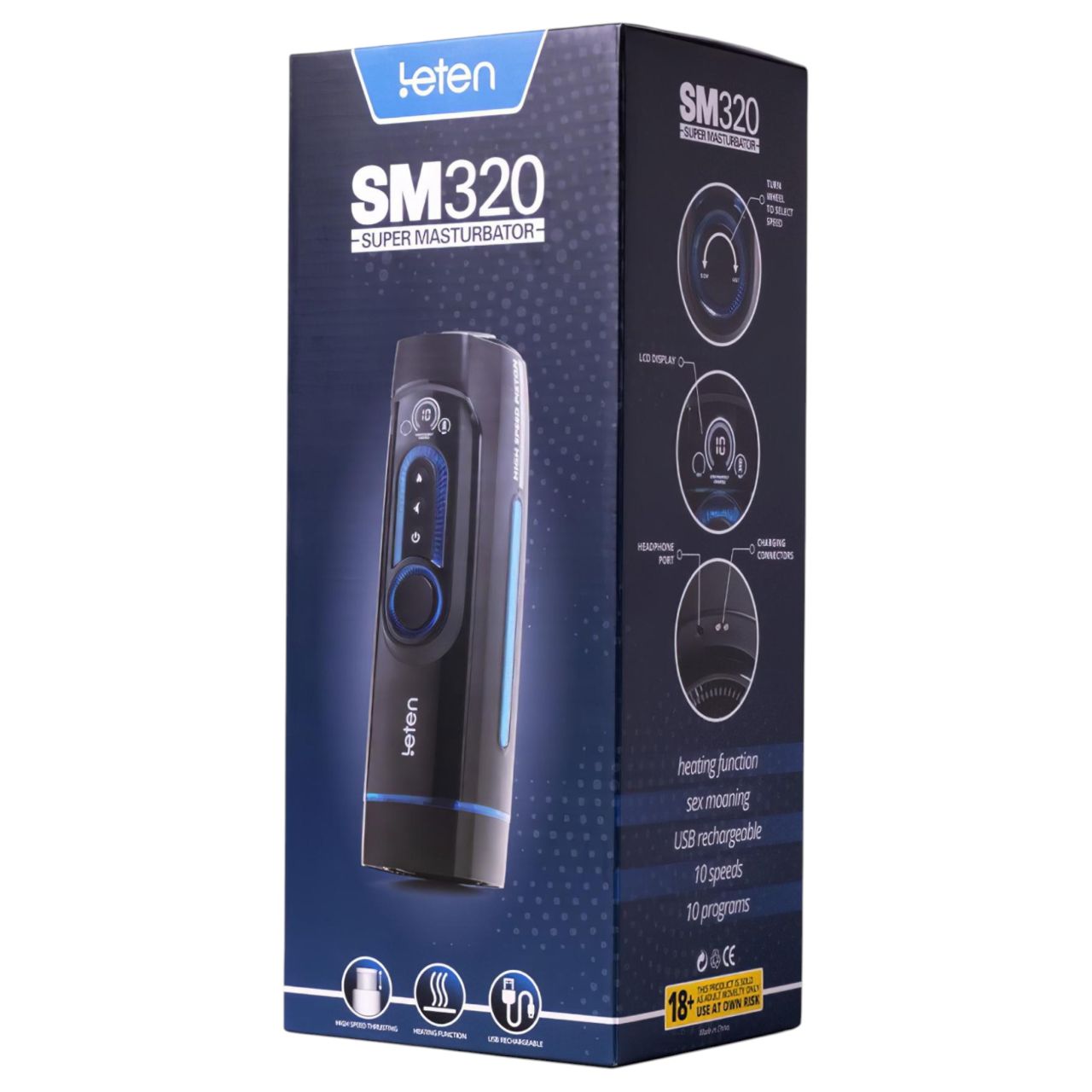 Leten SM320 - nyögő, lökő, melegítő maszturbátor (fekete) Leten SM320 - nyögő, lökő, melegítő maszturbátor (fekete)